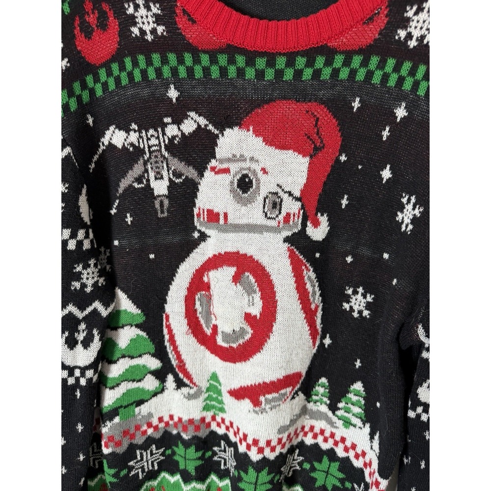 Star Wars BB-8 Ugly Christmas Sweater Men's M Holiday Xmas Black Red - Picture 2 of 8